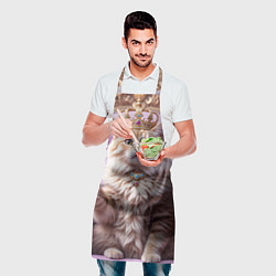 Фартук кулинарный Кот с короной и шампанским, цвет: 3D-принт — фото 2