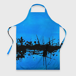 Фартук Черные брызги краски на синем
