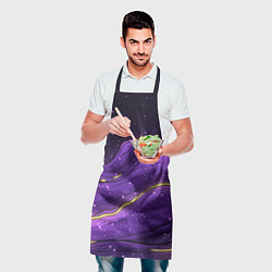 Фартук кулинарный Фиолетовая текстура с золотыми звездочками, цвет: 3D-принт — фото 2