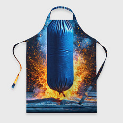 Фартук кулинарный Синяя боксерская груша в огне, цвет: 3D-принт