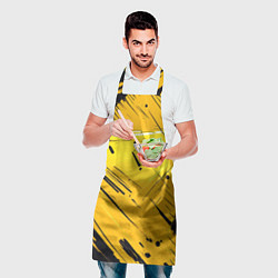 Фартук кулинарный Желтая краска на черном фоне, цвет: 3D-принт — фото 2