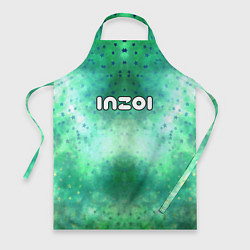 Фартук кулинарный Inzoi белый логотип на зеленом фоне, цвет: 3D-принт