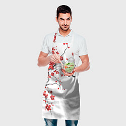 Фартук кулинарный Сакура с иероглифом Любовь, цвет: 3D-принт — фото 2