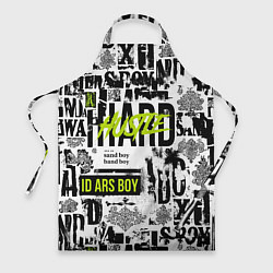 Фартук кулинарный Pattern with inscriptions hustle sand boy, цвет: 3D-принт