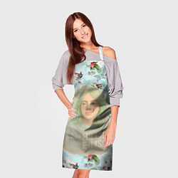 Фартук кулинарный Билли Айлиш на фоне цветов, цвет: 3D-принт — фото 2