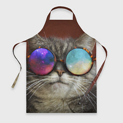 Фартук A Cat with multicolored glasses