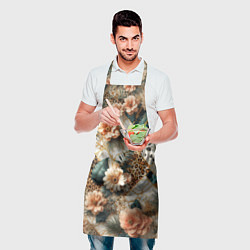 Фартук кулинарный Цветы на кусках мрамора и леопардовом узоре, цвет: 3D-принт — фото 2