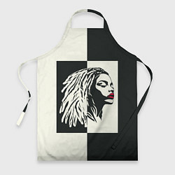 Фартук Девушка с дредами на темно-зеленом