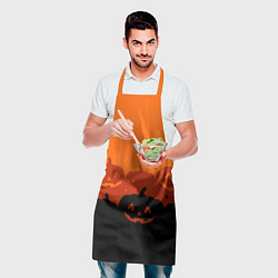 Фартук кулинарный Хэллоуин счастливые тыквы, цвет: 3D-принт — фото 2