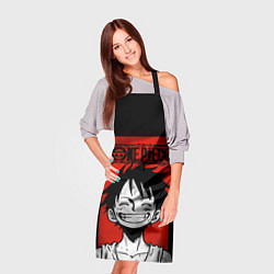 Фартук кулинарный Ван Пис, Луффи на красном, цвет: 3D-принт — фото 2