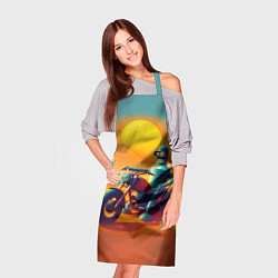 Фартук кулинарный Робот Бендер на мотоцикле в пустыне, цвет: 3D-принт — фото 2