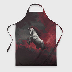 Фартук кулинарный Белая лошадь из красного тумана, цвет: 3D-принт
