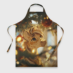 Фартук кулинарный Лошадка любуется елочным шаром, цвет: 3D-принт