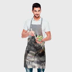 Фартук кулинарный Конь на фоне салюта, цвет: 3D-принт — фото 2