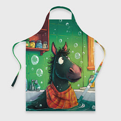 Фартук кулинарный Лошадь моется в ванной, цвет: 3D-принт