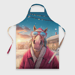 Фартук кулинарный Удивленная лошадь в очках, цвет: 3D-принт