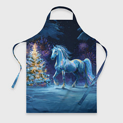 Фартук кулинарный Сияющая новогодняя лошадка, цвет: 3D-принт