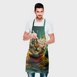 Фартук кулинарный Удивленный новогодний котик, цвет: 3D-принт — фото 2