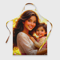 Фартук кулинарный Мама и дочка: мгновение счастья, цвет: 3D-принт
