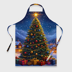 Фартук кулинарный Рождественская сказка в заснеженной деревне, цвет: 3D-принт