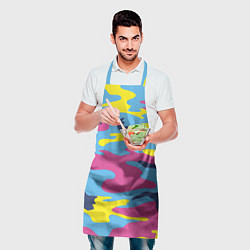 Фартук кулинарный Камуфляж: голубой/розовый/желтый, цвет: 3D-принт — фото 2