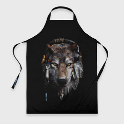 Фартук кулинарный Волк-шаман, цвет: 3D-принт