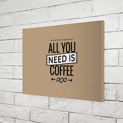 Холст прямоугольный All you need is coffee, цвет: 3D-принт — фото 2