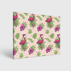 Холст прямоугольный Цветочные фламинго, цвет: 3D-принт