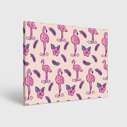 Холст прямоугольный Фламинго: розовый мотив, цвет: 3D-принт