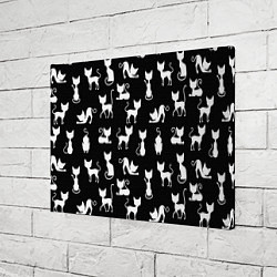 Холст прямоугольный КОШКИ БЕЛОЕ НА ЧЕРНОМ, цвет: 3D-принт — фото 2