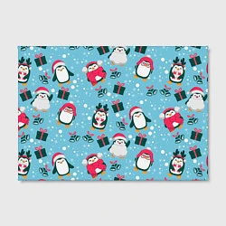 Холст прямоугольный Новогодние Пингвины, цвет: 3D-принт — фото 2