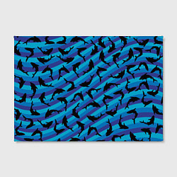 Холст прямоугольный Черные акулы паттерн, цвет: 3D-принт — фото 2