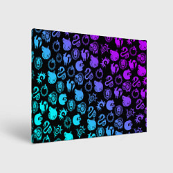 Холст прямоугольный 7 СМЕРТНЫХ ГРЕХОВ НЕОН ЭМБЛЕМЫ, цвет: 3D-принт