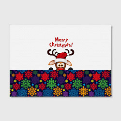 Холст прямоугольный Merry Christmas оленёнок, цвет: 3D-принт — фото 2