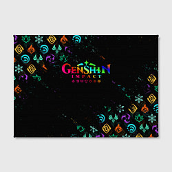 Холст прямоугольный GENSHIN IMPACT NEON LOGO RAINBOW STYLE, ЭМБЛЕМЫ, цвет: 3D-принт — фото 2