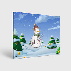 Холст прямоугольный Веселый Снеговичок, цвет: 3D-принт