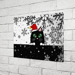 Холст прямоугольный Новогодний кот в колпаке Санты, цвет: 3D-принт — фото 2