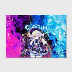 Холст прямоугольный КИКИ СЯО ГЕНШИН ИМПАКТ НЕОНОВЫЙ ОГОНЬ, цвет: 3D-принт — фото 2