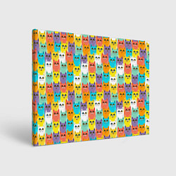 Холст прямоугольный Разноцветные Мультяшные Котики, цвет: 3D-принт