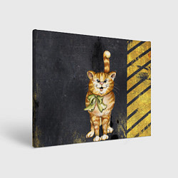 Холст прямоугольный Полосатый кот на асфальте, цвет: 3D-принт
