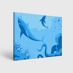 Холст прямоугольный МоРское Дно с Акулами, цвет: 3D-принт