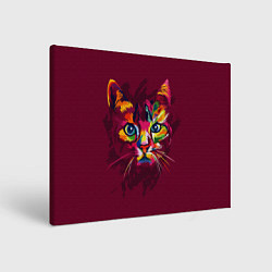 Холст прямоугольный Кошечка в ярких красках, цвет: 3D-принт