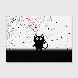 Холст прямоугольный Котик в тумане Сердечки, цвет: 3D-принт — фото 2