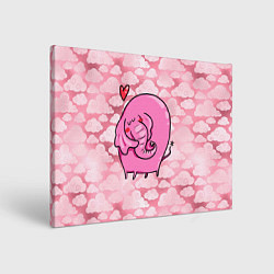 Холст прямоугольный Розовый влюбленный слон, цвет: 3D-принт