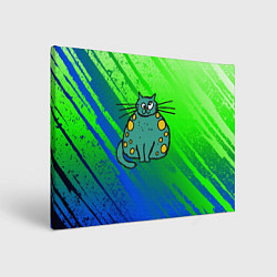 Холст прямоугольный Прикольный зеленый кот, цвет: 3D-принт