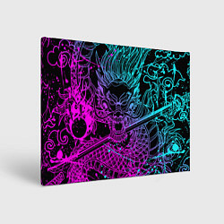 Холст прямоугольный НЕОНОВЫЕ ДРАКОНЫ NEON DRAGON БРЫЗГИ КРАСОК, цвет: 3D-принт