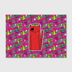 Холст прямоугольный Красный кот - пират, цвет: 3D-принт — фото 2