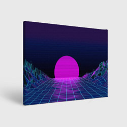Холст прямоугольный Закат розового солнца Vaporwave Психоделика, цвет: 3D-принт