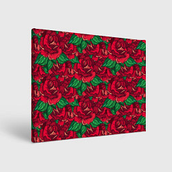 Холст прямоугольный Цветы Много Красных Роз, цвет: 3D-принт