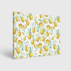 Холст прямоугольный Лимоны Нарисованные Акварелью, цвет: 3D-принт